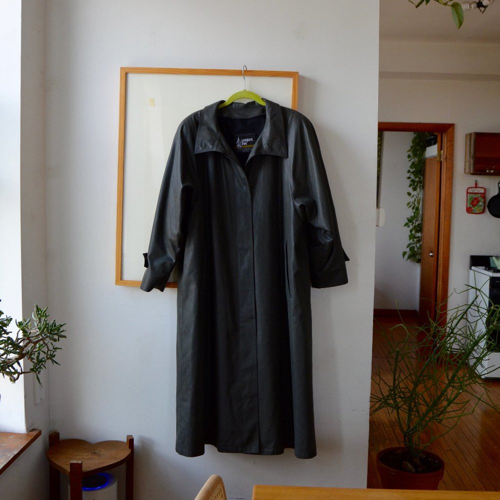 Vintage 1990s 1980s London Fog Light Green Gray Trenchcoat size 12 REG in like-n